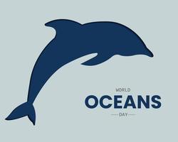 día mundial de los océanos con papel de delfines vector