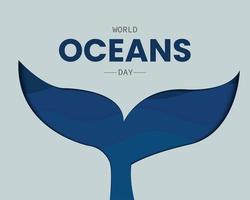 World Oceans Day With Whale Tail Paper vector