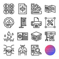 impresión de iconos de contorno vector