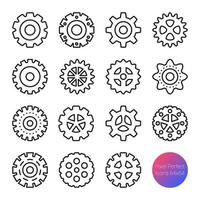 gear outline icons vector