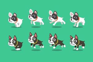 personaje de dibujos animados de vector de perros bulldog francés y boston terrier corriendo paso