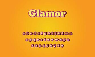 Glamor style text alphabet vector