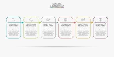 Infographic Thin Line Arrow Template With 6 Options vector