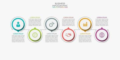 Plantilla de diseño de línea delgada infográfica con 6 opciones. vector