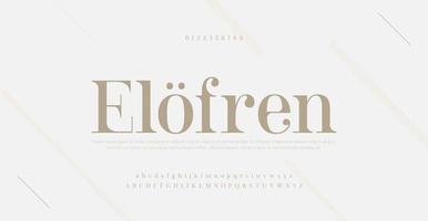 Fuente y número de letras del alfabeto moderno elegante. diseños de moda minimalista con letras clásicas. tipografía fuentes serif concepto vintage decorativo regular. vector