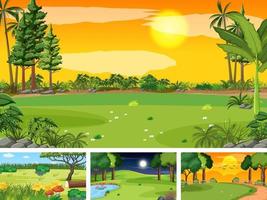 Four different scene of nature park and forest vector