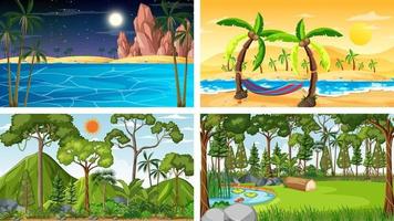 Four different nature horizontal scenes vector