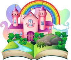 3D pop up book with castle fairy tale theme vector