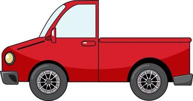 Recoger coche rojo en estilo de dibujos animados aislado sobre fondo blanco. vector