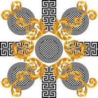 Baroque gold color with greek pattern vector