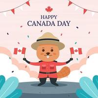 Beaver Celebrating Canada Day vector