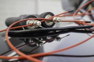 Fitness jumping rope close-up photo