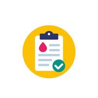 blood test results, report icon with clipboard vector