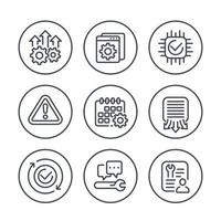 development, hardware, service and protocols line icons set vector