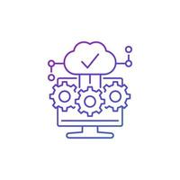 icono de software de computación en la nube, vector de línea delgada