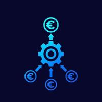 cash flow optimization icon with euro, vector