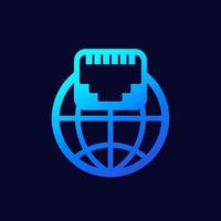 ethernet port, network icon for web vector