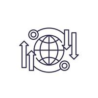 icono de línea de transferencia de datos global vector