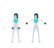 girl training shoulders in the gym, vector