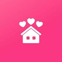 hogar con corazones, vector logo icono