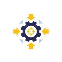 Integration concept vector icon with cogwheel and arrows
