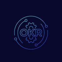 okr, objetivos y resultados clave, lineal vector