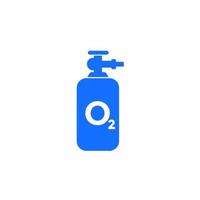 oxygen cylinder, tank icon on white vector