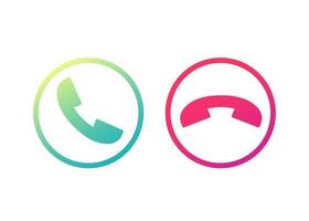 phone call buttons, decline and accept vector
