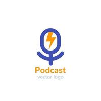 logotipo de vector de podcast con mike