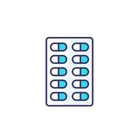 pills pack icon with outline vector