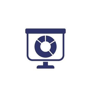 Presentation with pie chart icon vector
