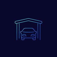 Portable garage icon, linear vector