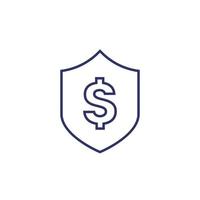 Shield with dollar icon, line vector