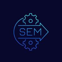 SEM icon, search engine marketing, linear style vector