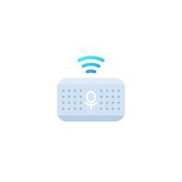 Smart speaker, voice assistant icon on white, vector