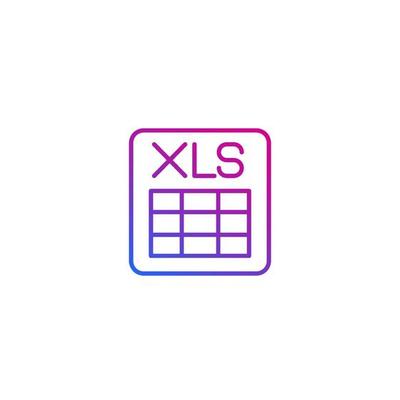 xls document vector line icon on white