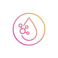 Acid drop icon with molecule, line design vector