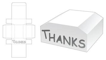 caja en forma de cofre con plantilla troquelada de ventana en forma de palabra de agradecimiento vector