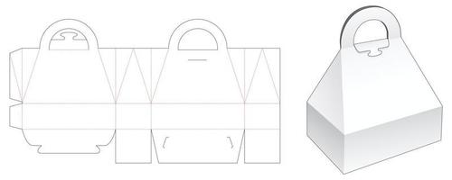 caja superior piramidal con plantilla troquelada de mango vector