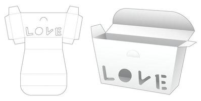 caja trapezoidal con plantilla troquelada de ventana en forma de palabra de amor vector