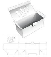 caja de embalaje con ventana en forma de dibujos animados de panda en plantilla troquelada superior abatible vector