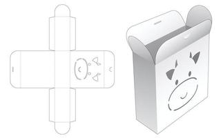 flip y caja de bloqueo con plantilla troquelada de plantilla de vaca vector