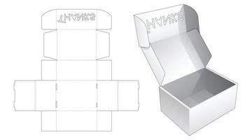 Folding cake box with thanks word stencil die cut template vector