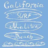 California surf boards malibu on blue vector