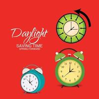 Vector illustration of a Background for Daylight Saving Time Summer Fall Back and Spring Forward.