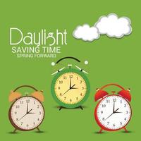 Vector illustration of a Background for Daylight Saving Time Summer Fall Back and Spring Forward.