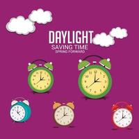 Vector illustration of a Background for Daylight Saving Time Summer Fall Back and Spring Forward.