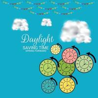 Vector illustration of a Background for Daylight Saving Time Summer Fall Back and Spring Forward.