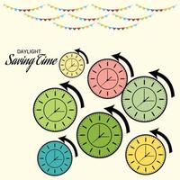 Vector illustration of a Background for Daylight Saving Time Summer Fall Back and Spring Forward.