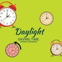 Vector illustration of a Background for Daylight Saving Time Summer Fall Back and Spring Forward.